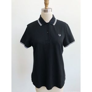 FRED PERRY GIRLS TWIN TIPPED POLO BLK/WHT